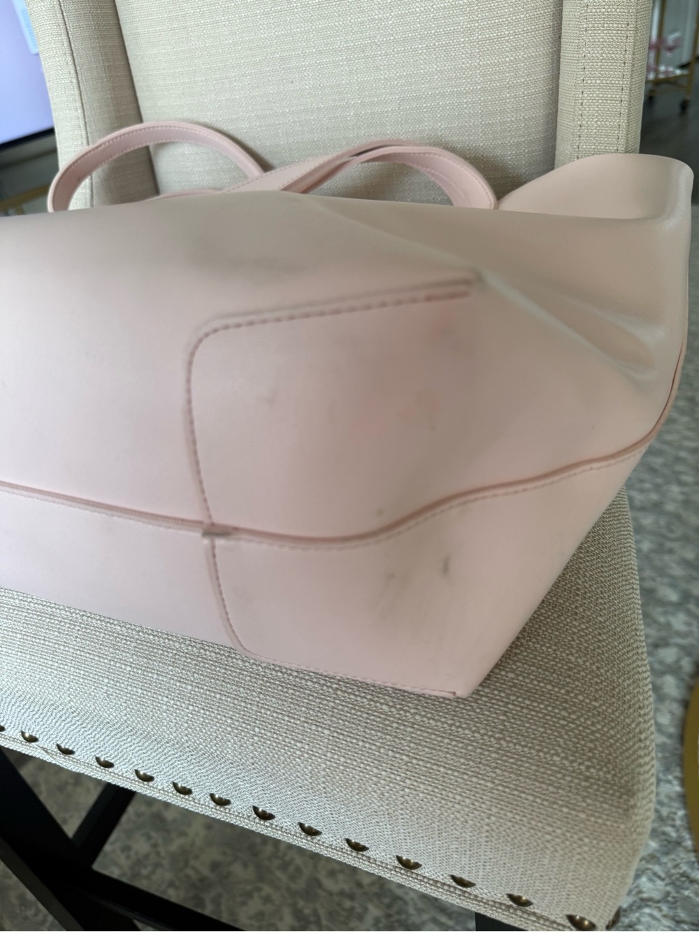 Oscar de la Renta Pink Faux Leather Open Tote Shoulder Bag Large Shopper Bag - Picture 14 of 15